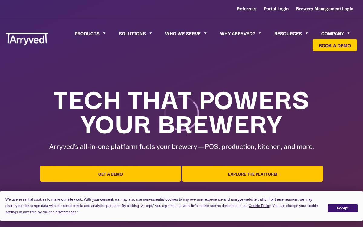 Arryved website preview