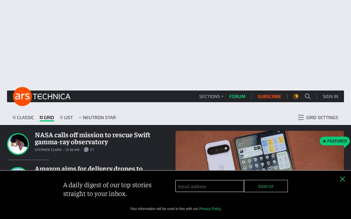 Arstechnica website preview