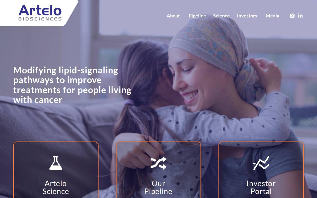 Artelo Biosciences website preview