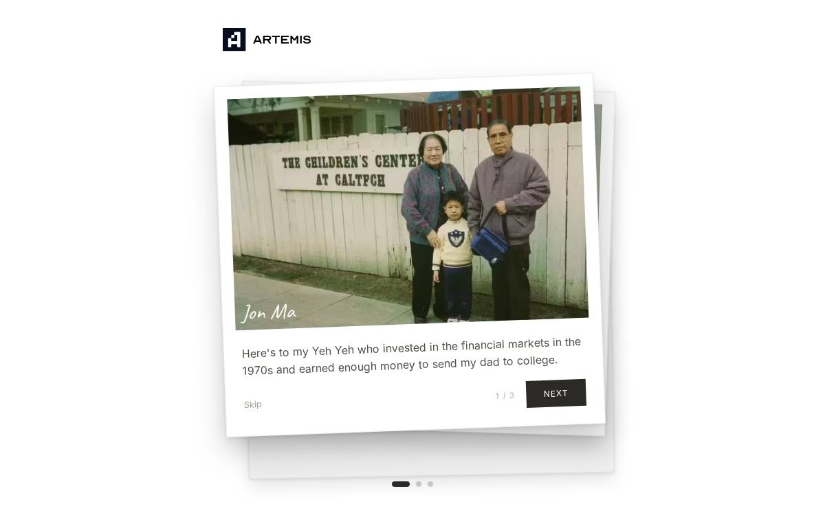 Artemis website preview