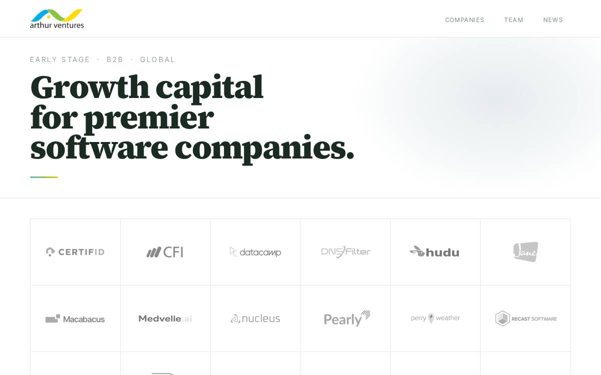 Arthur Ventures website preview