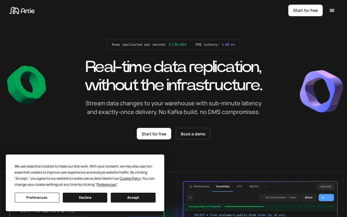 Artie website preview