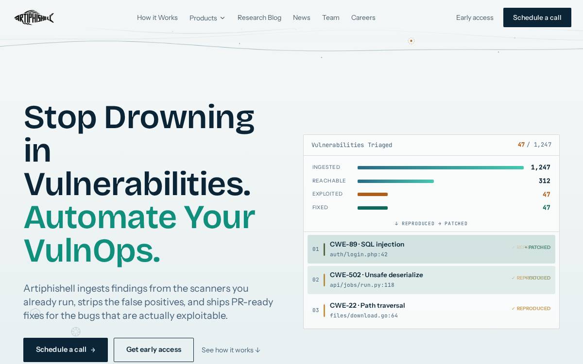 Artiphishell website preview