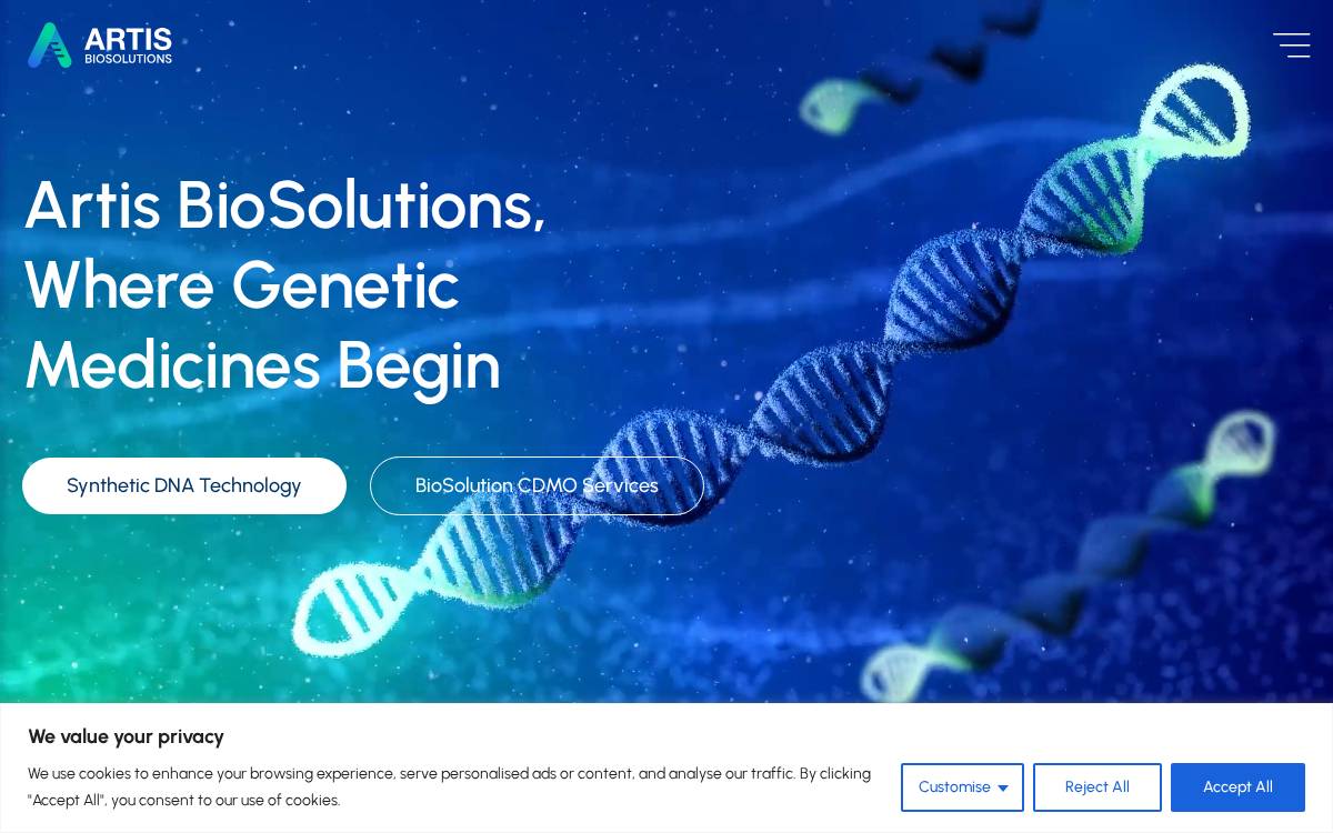 Artis Biosolutions website preview