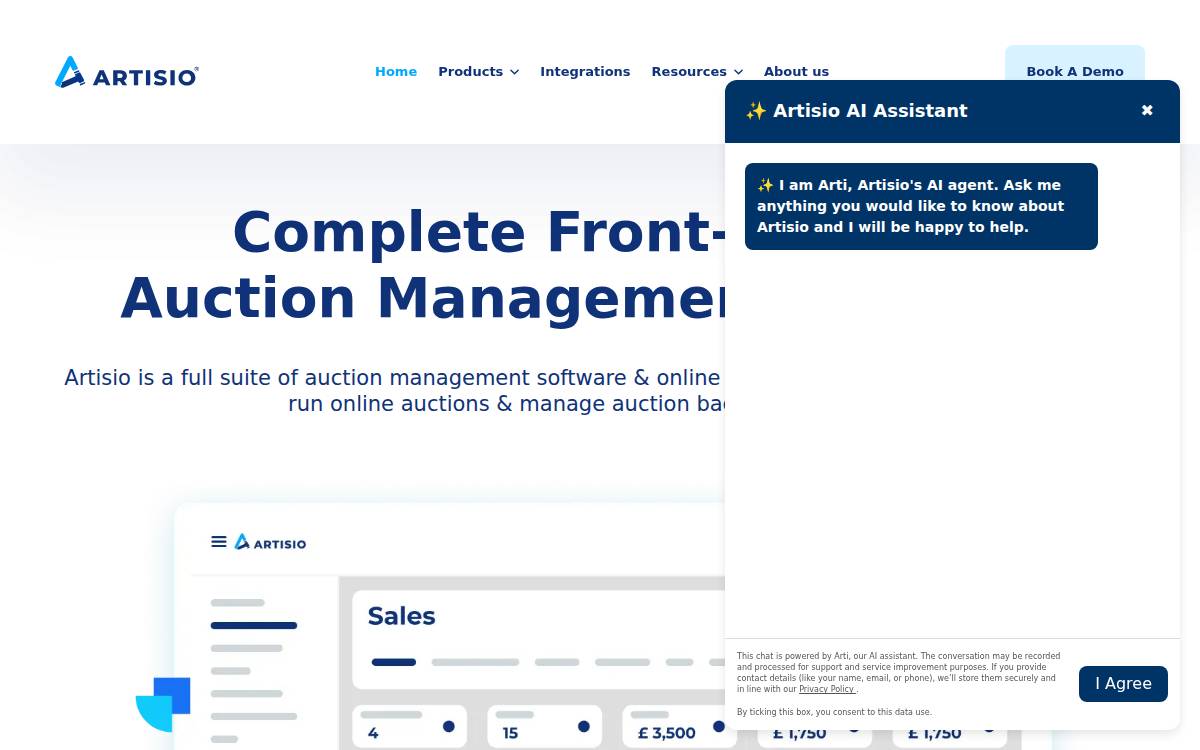 Artisio website preview