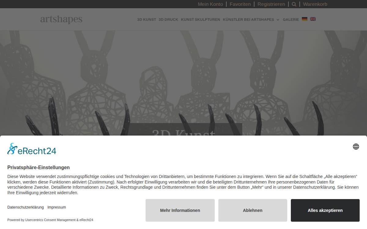 Artshapes website preview