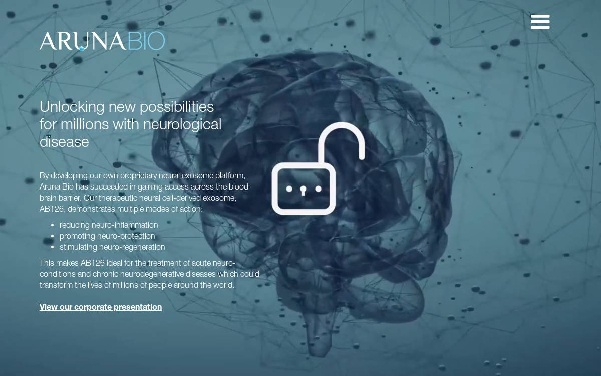 Aruna Bio website preview
