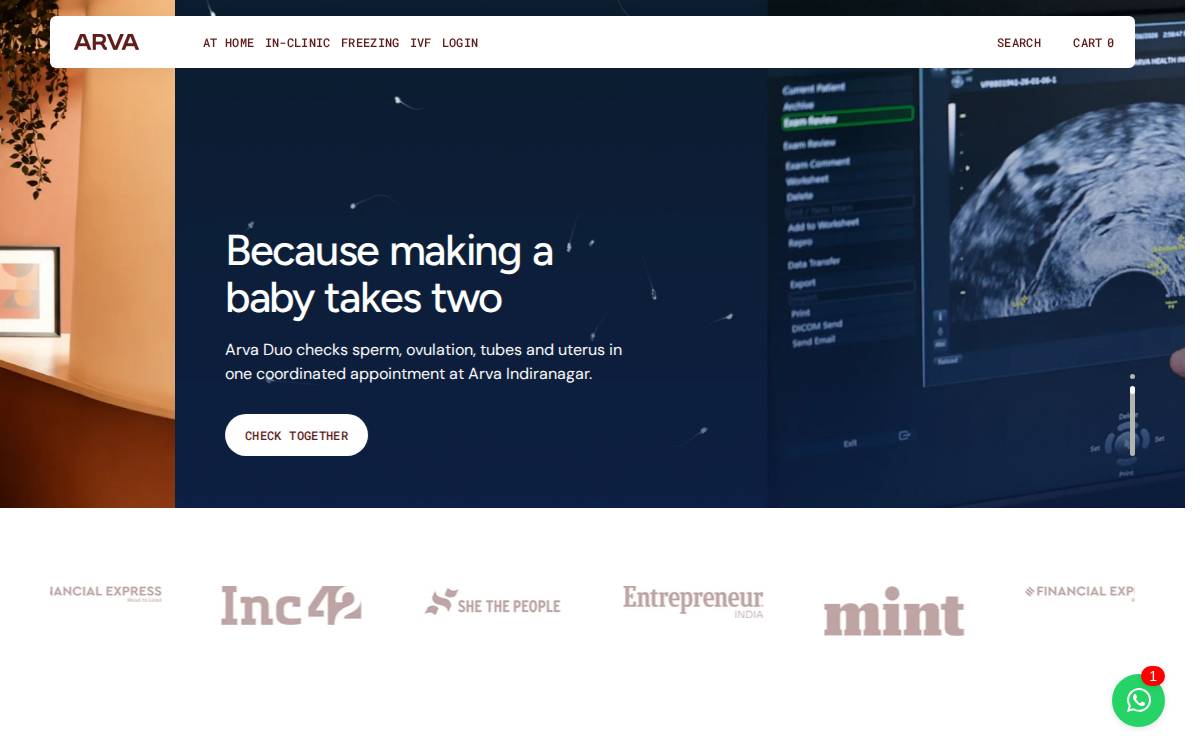 Arva Health website preview