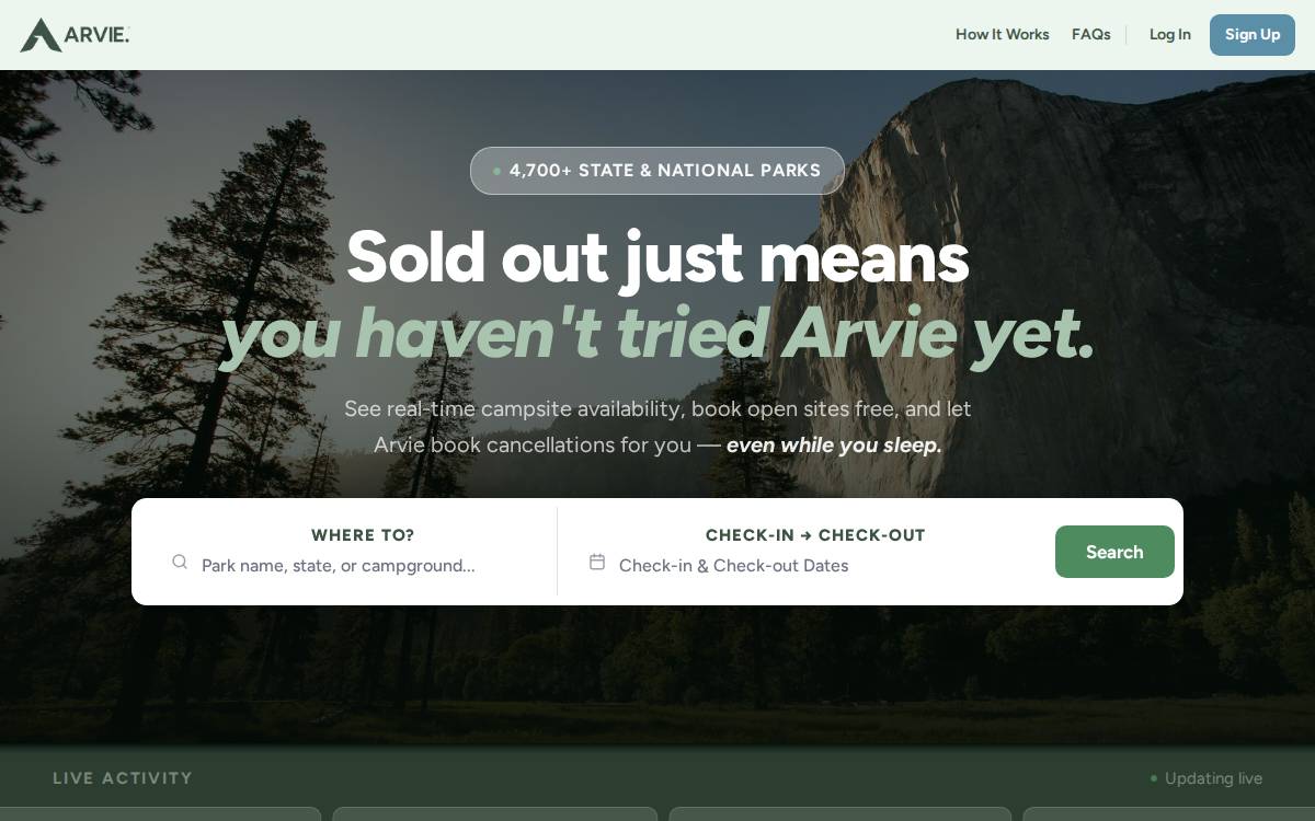 Arvie website preview