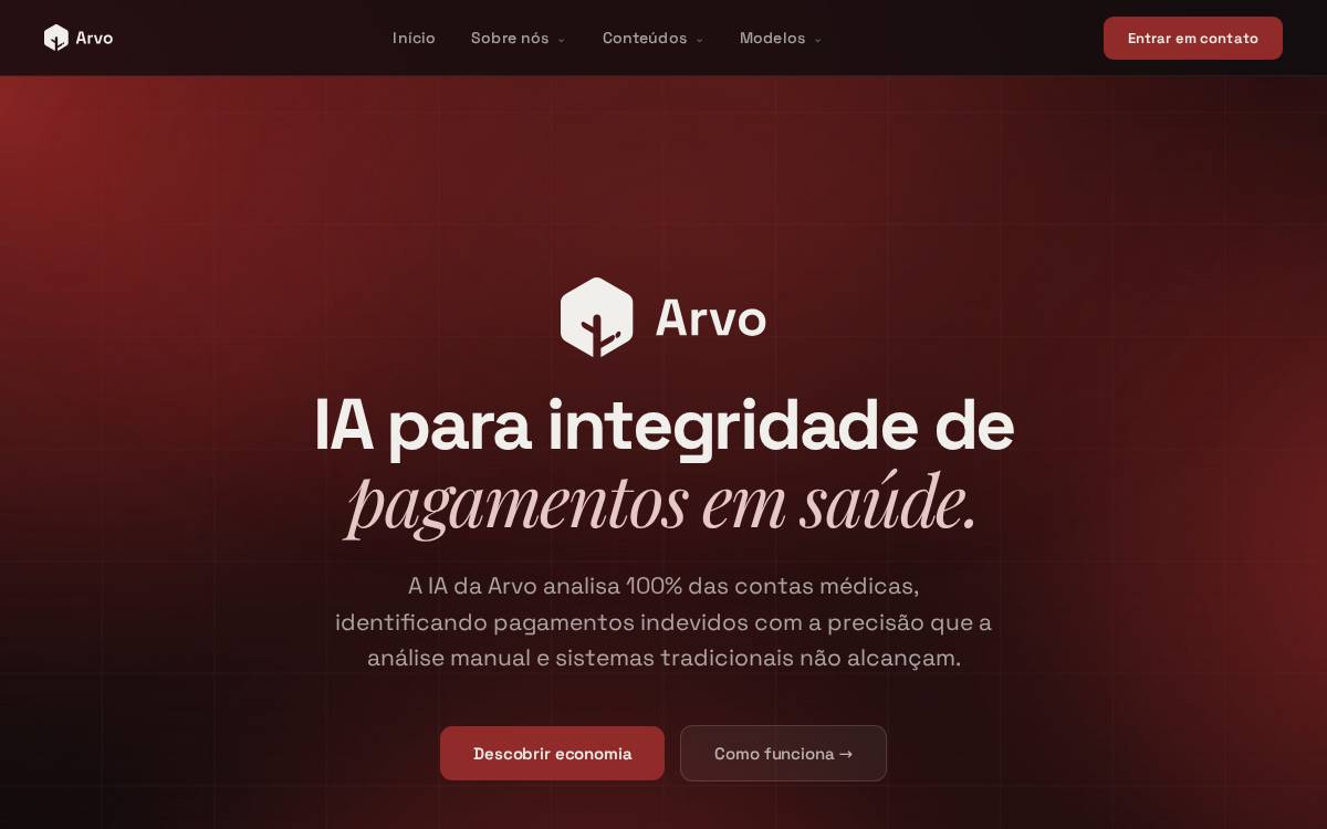 Arvo website preview