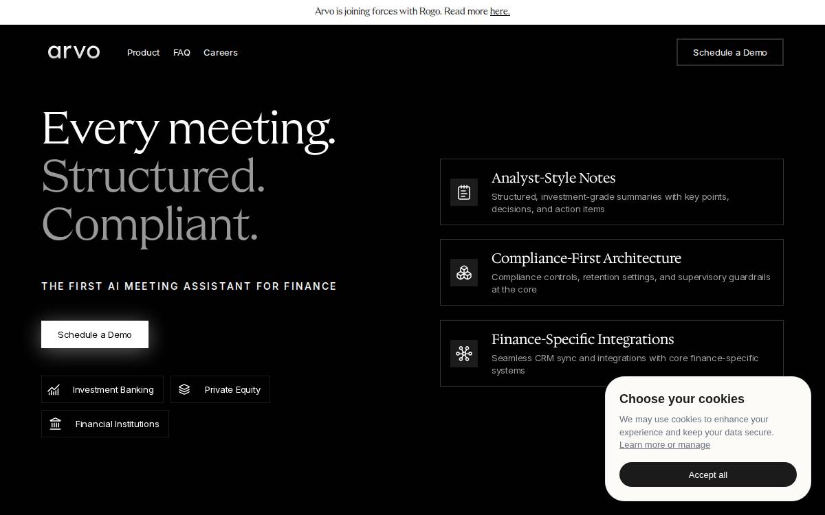 Arvohq website preview