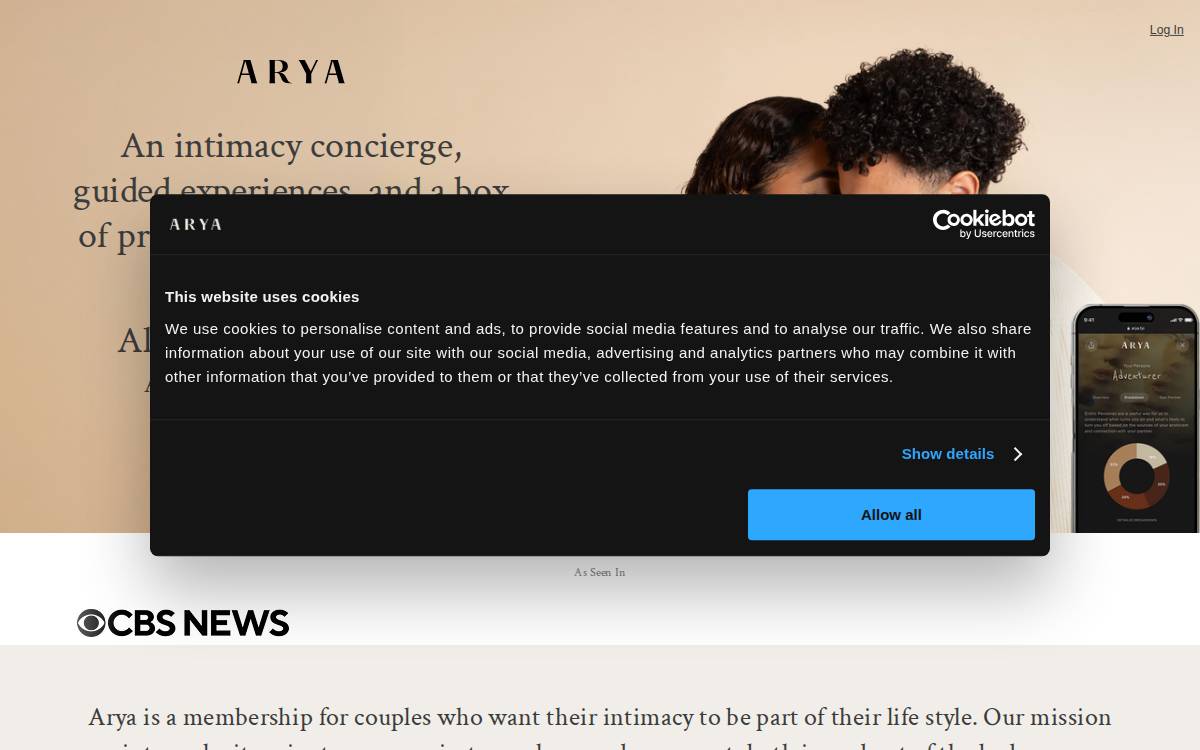 Arya website preview