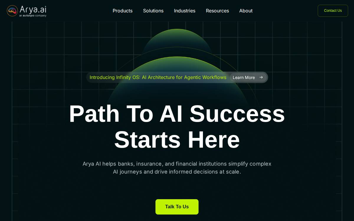 Arya.ai, Homepage website preview