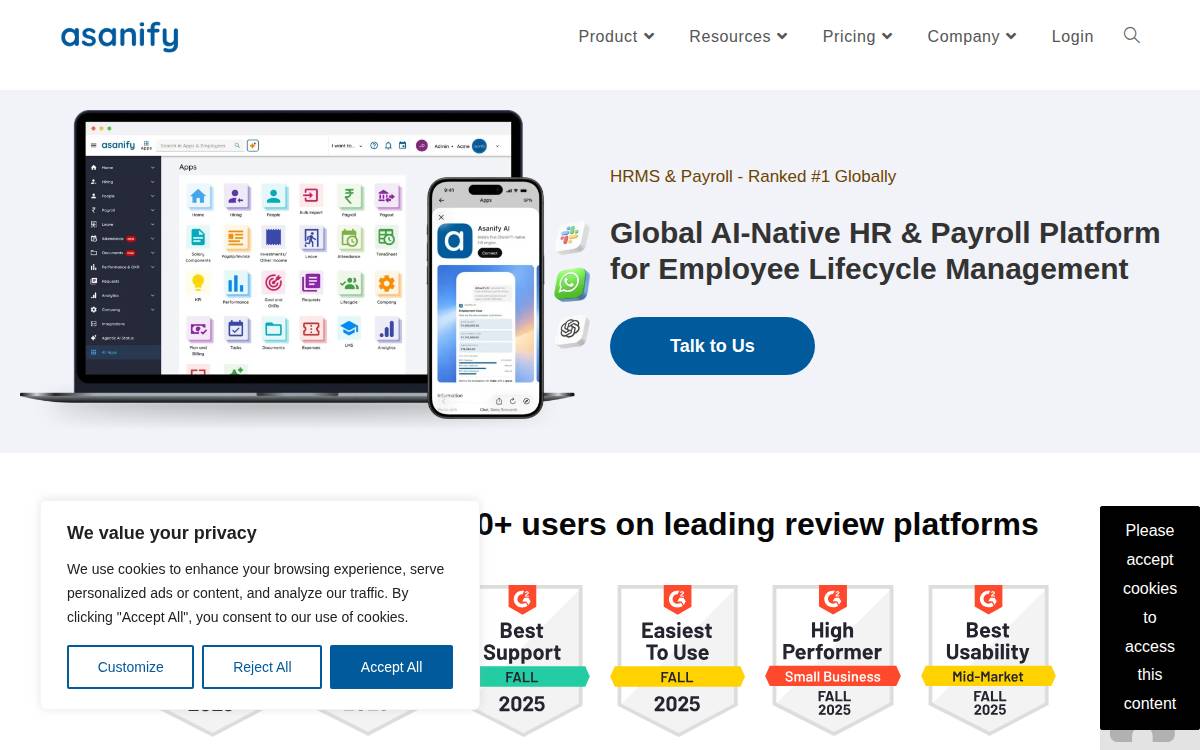 Asanify website preview