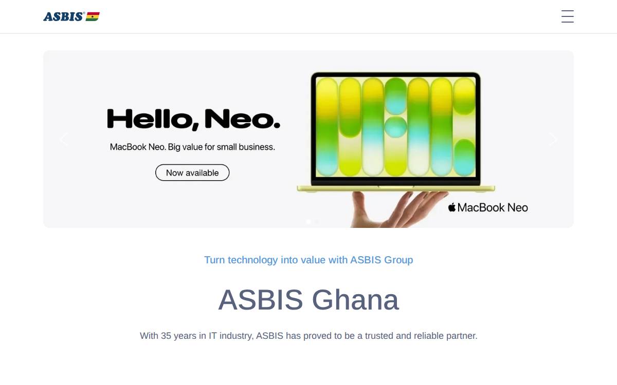 ASBIS Ghana website preview