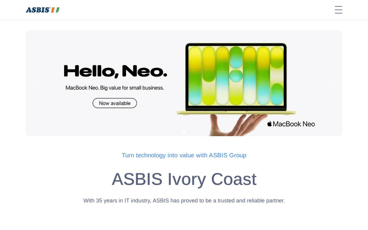 ASBIS Ivory Coast website preview