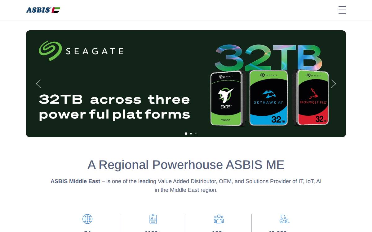 ASBIS Middle East website preview