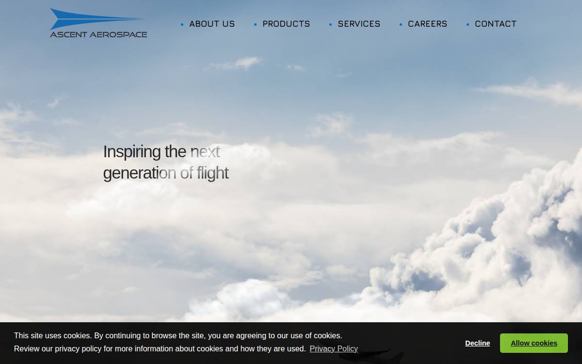 Ascent Aerospace website preview