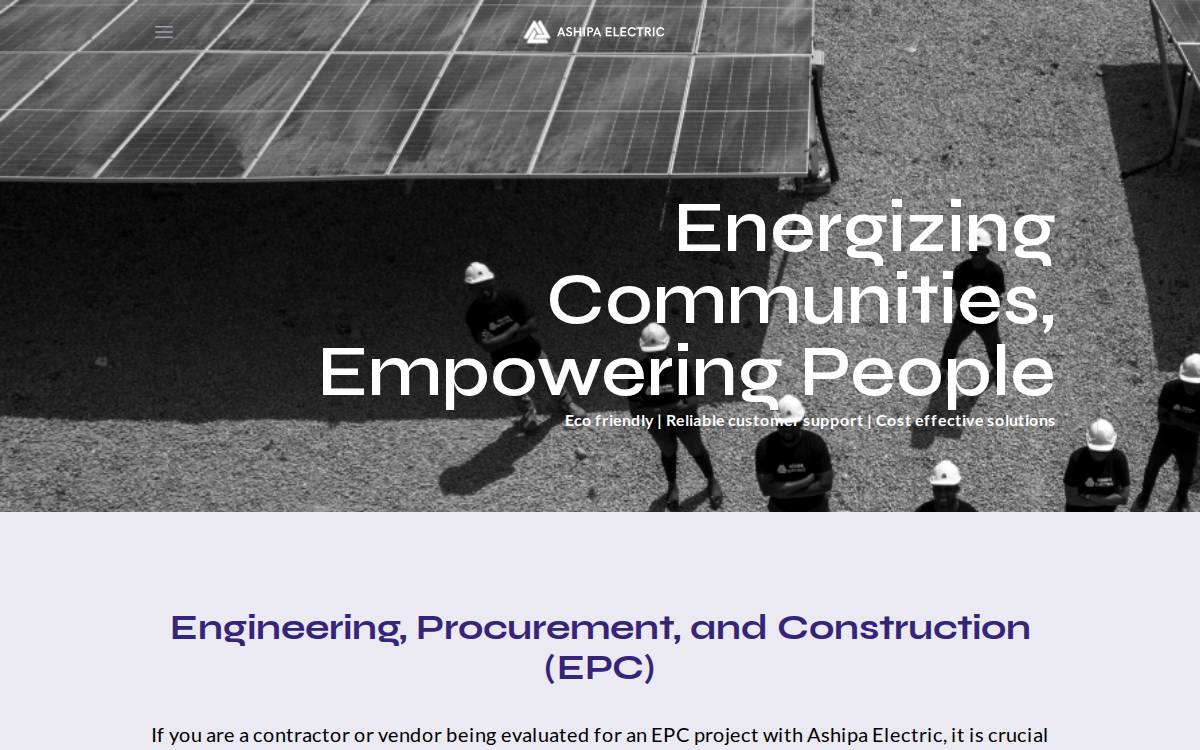 Ashipa Electric website preview