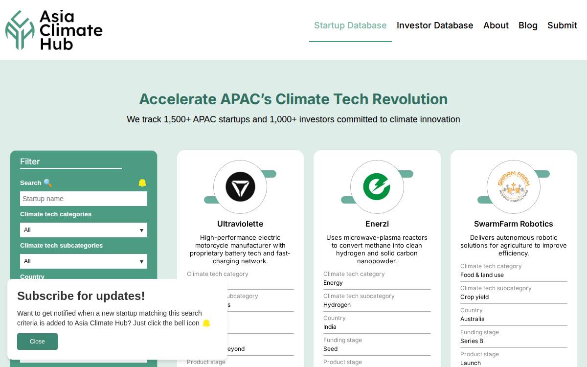 Asia Climate Hub website preview