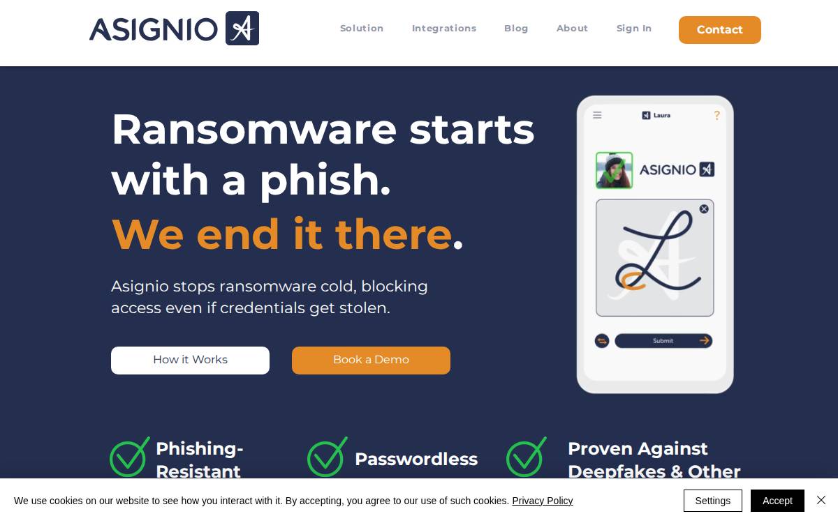 Asignio website preview