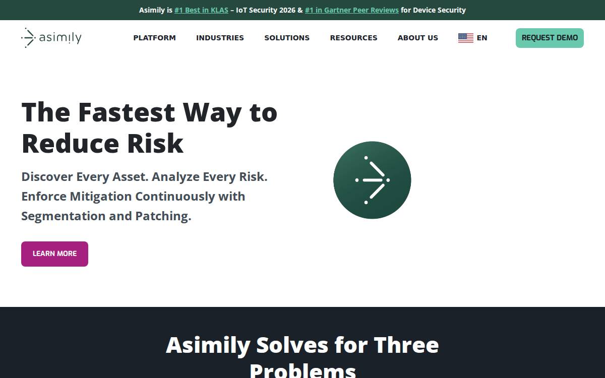 Asimily website preview