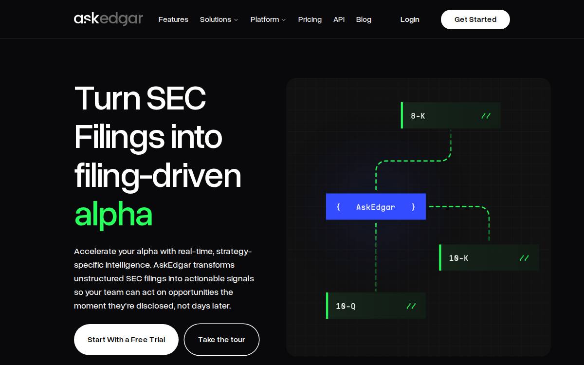 Ask Edgar website preview
