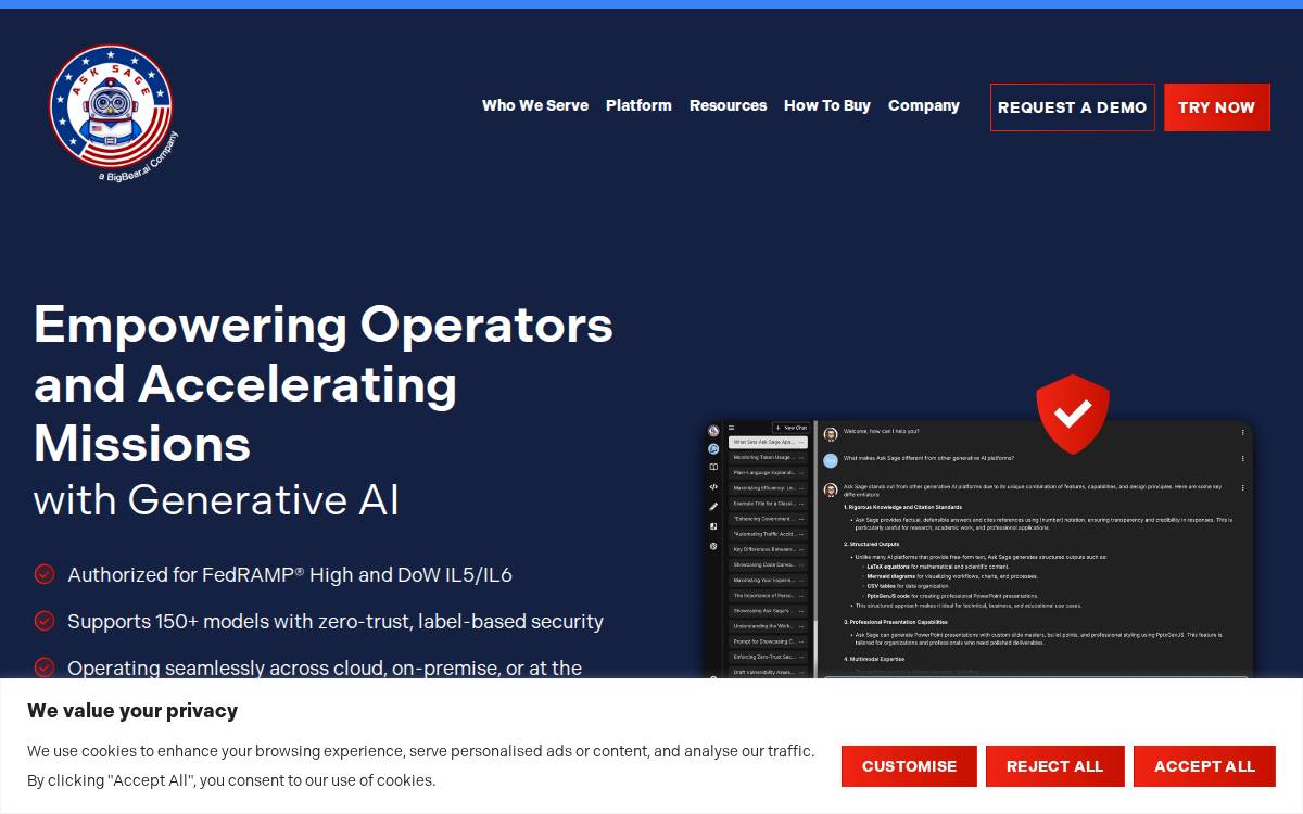 Ask Sage website preview