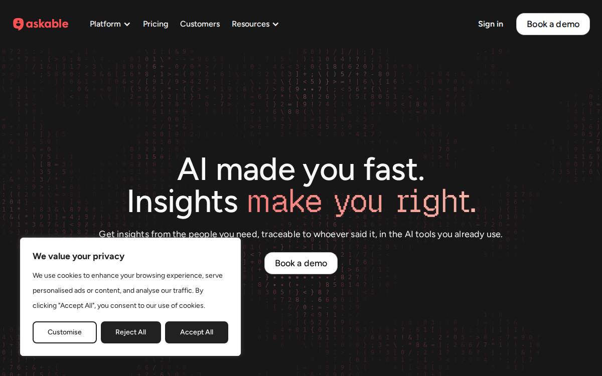 Askable website preview