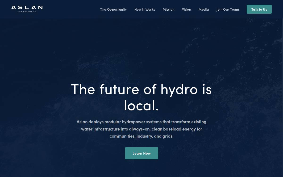 Aslan Renewables website preview
