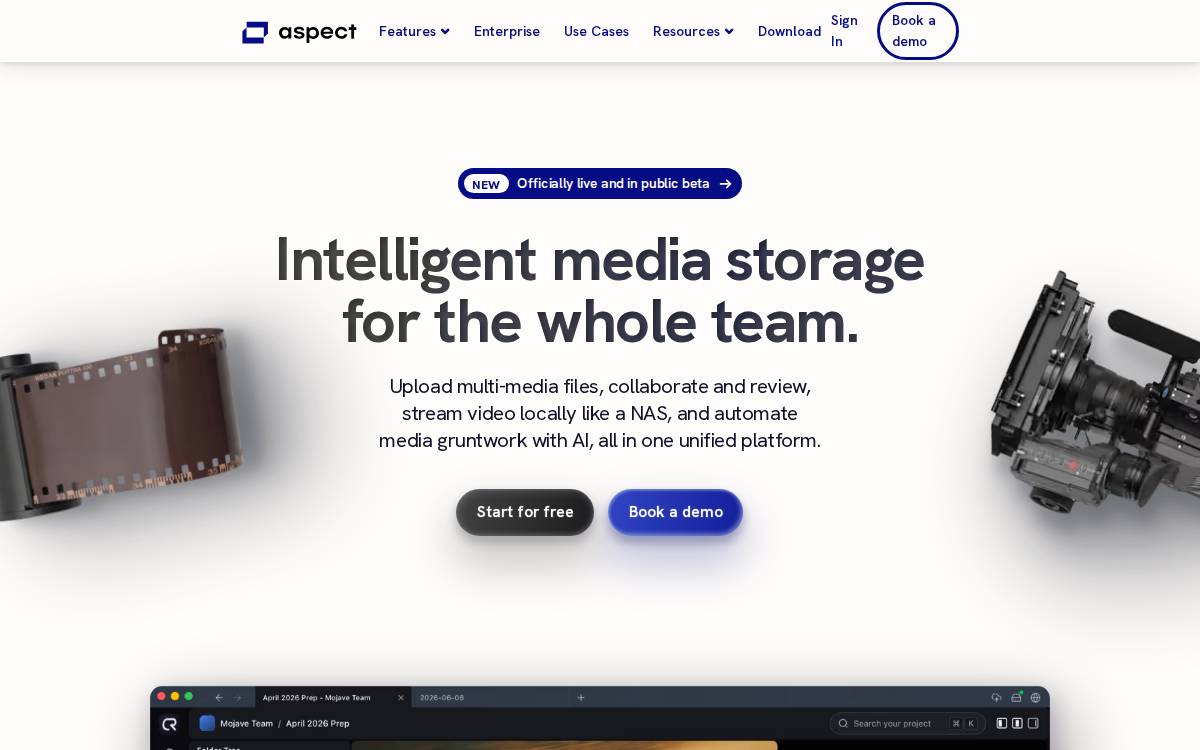 Aspect website preview
