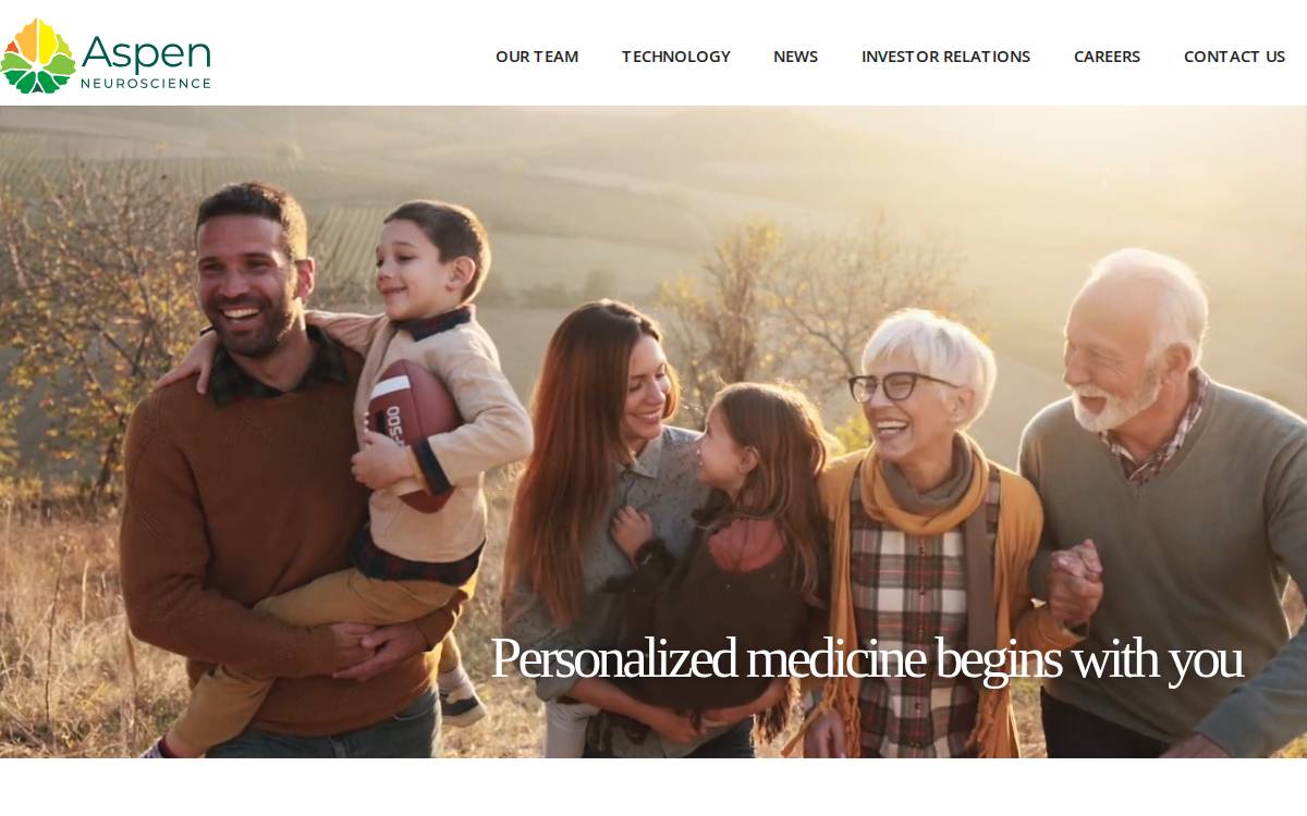 Aspen Neuroscience website preview