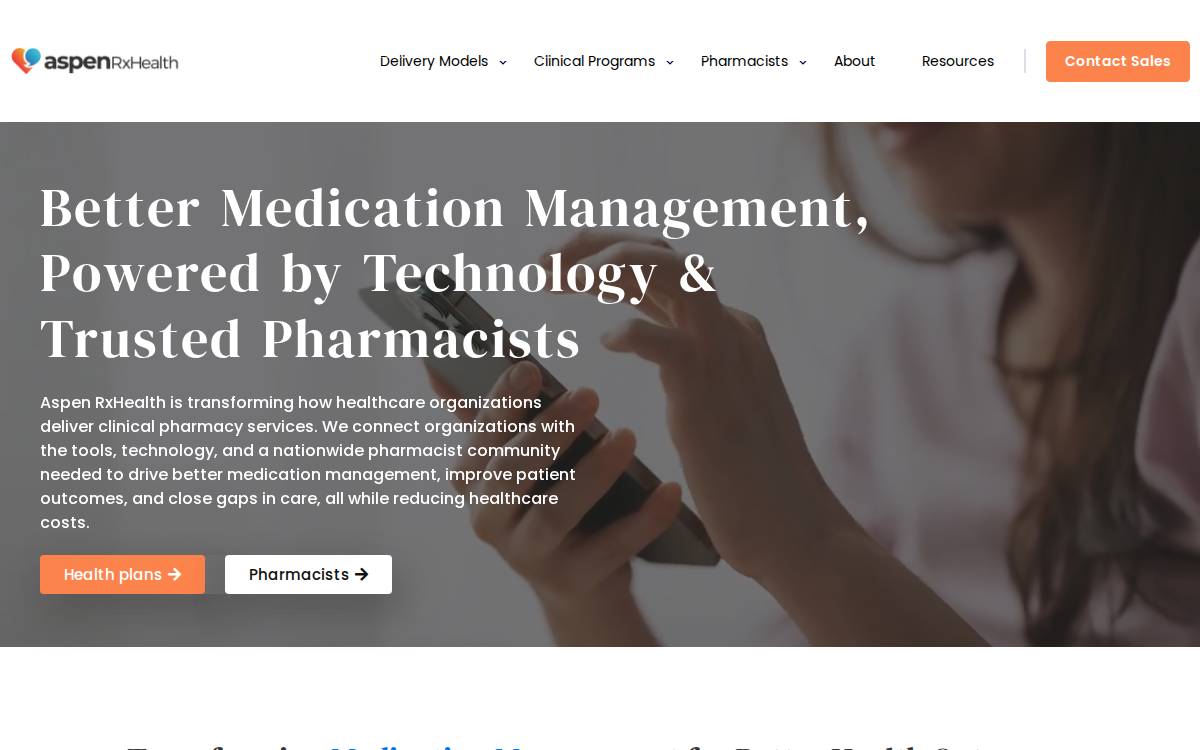 Aspen RxHealth website preview