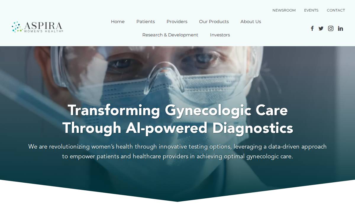 Aspira Women's Health website preview