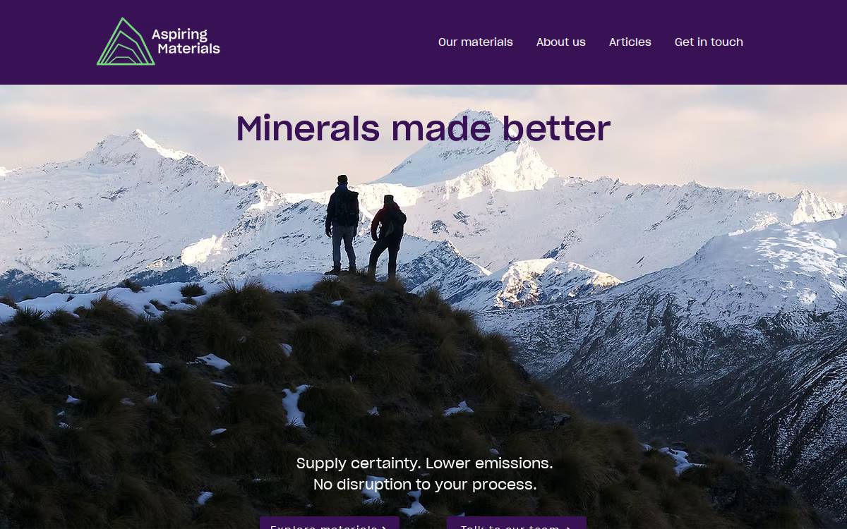 Aspiring Materials website preview