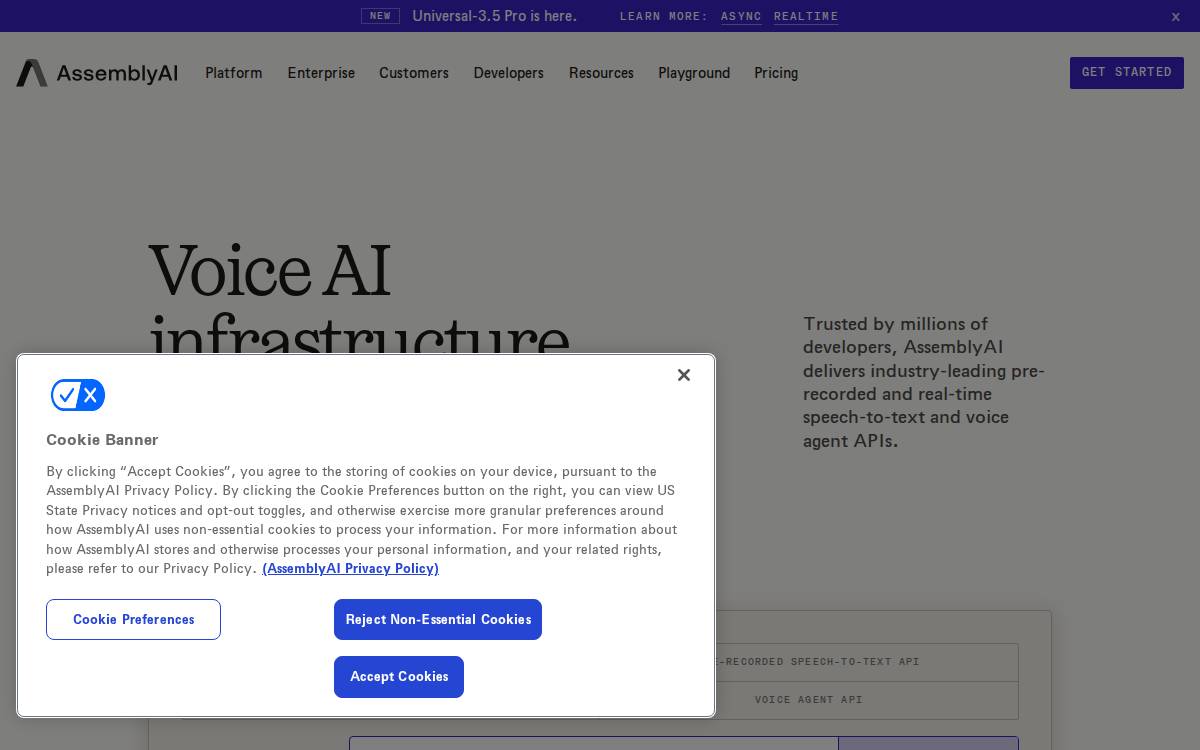 Assembly AI website preview