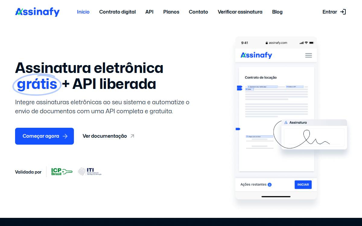 Assinafy website preview