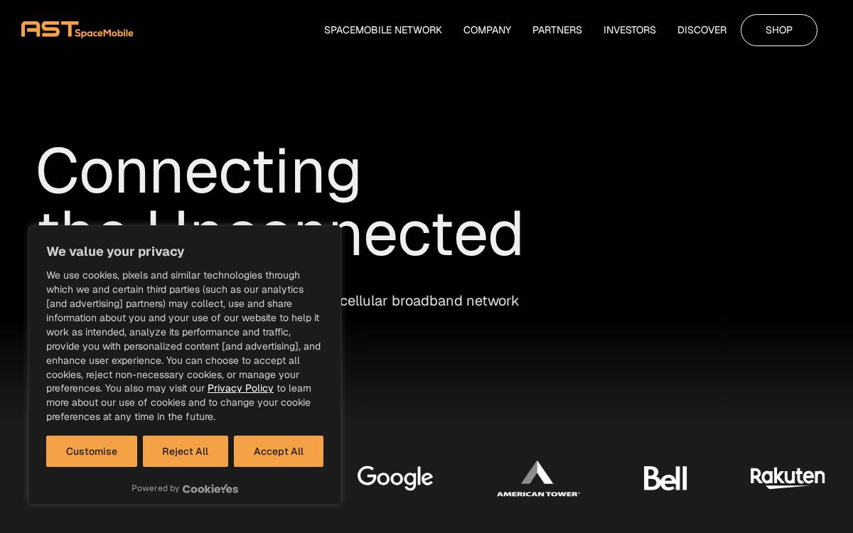 AST SpaceMobile website preview