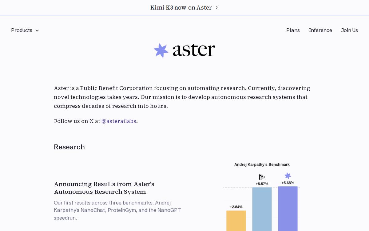 Aster website preview