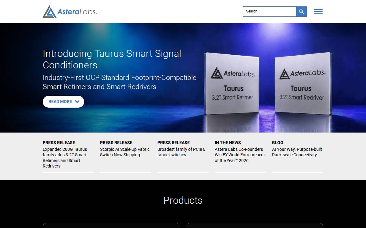 Astera Labs website preview