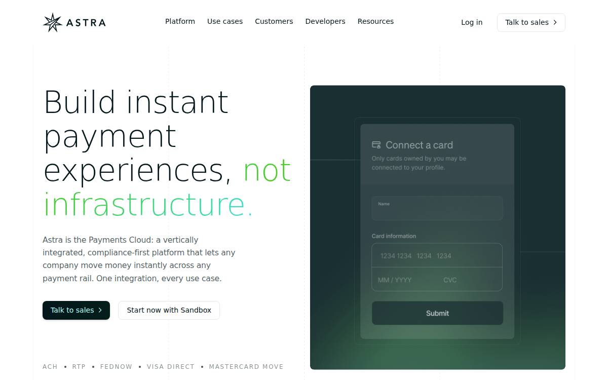 Astra website preview