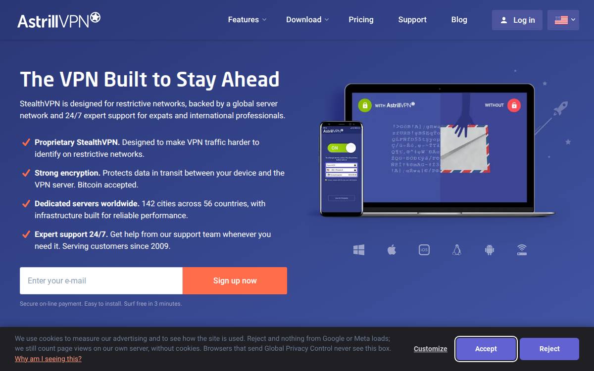 Astrill website preview