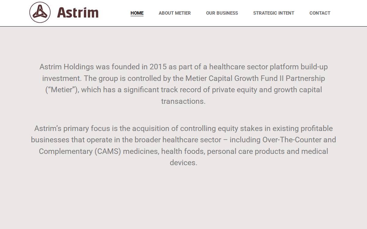 Astrim Holdings website preview