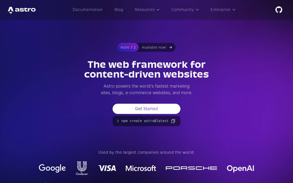Astro website preview