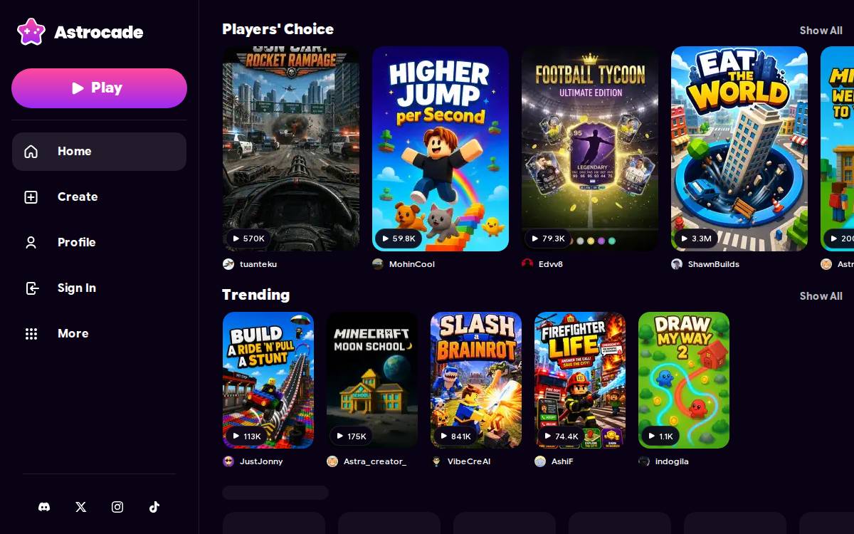 Astroblox website preview