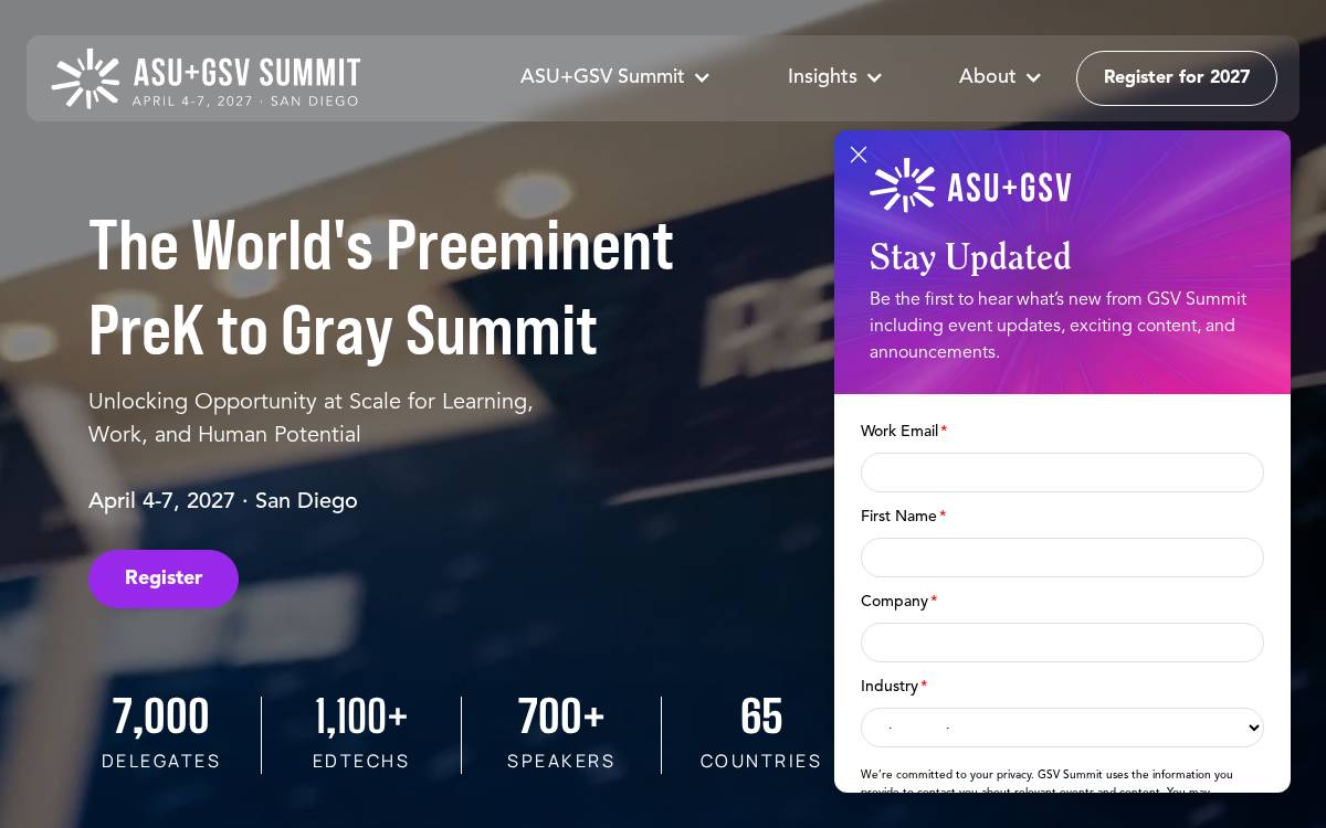 ASU+GSV Summit website preview