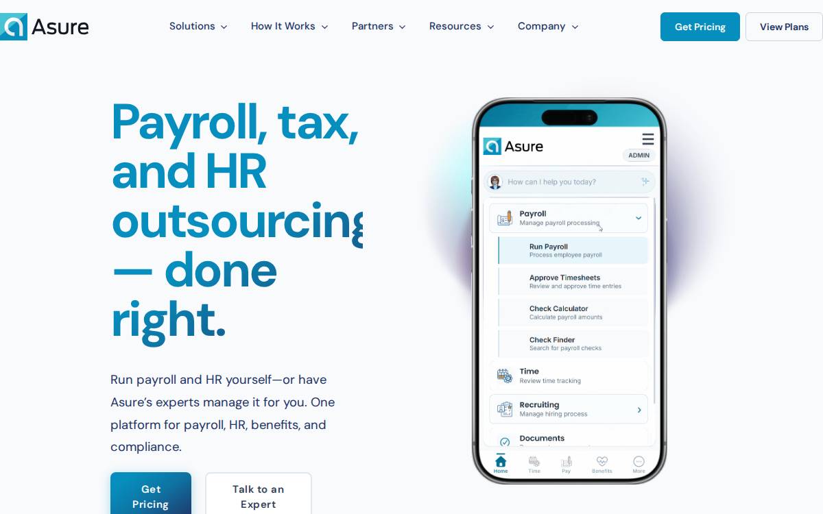 Asure Software website preview