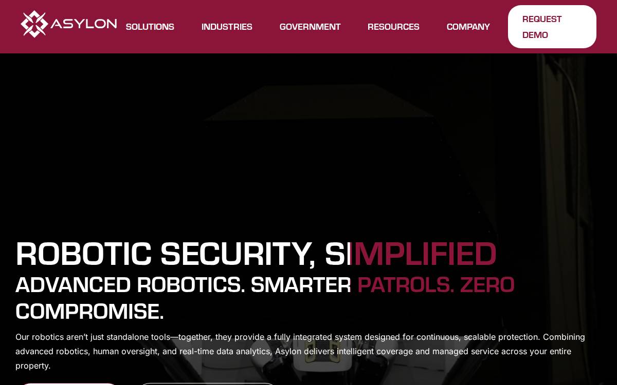 Asylon Robotics website preview