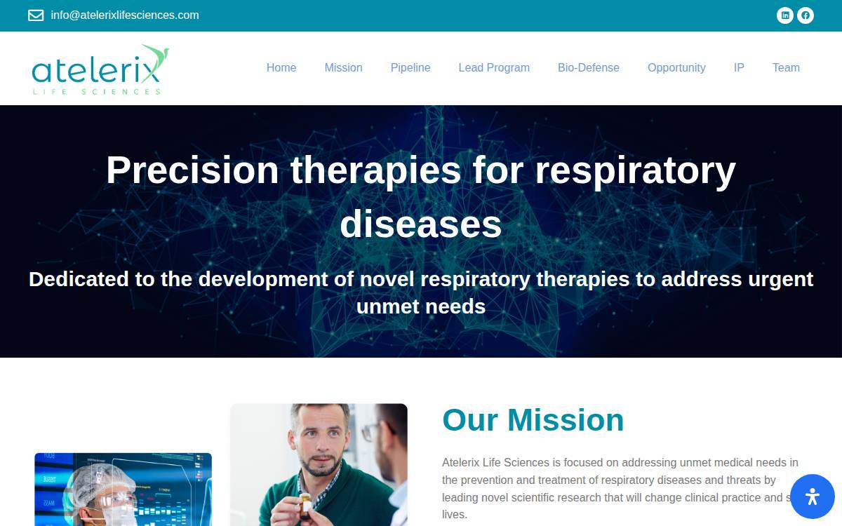 Atelerix Life Sciences website preview
