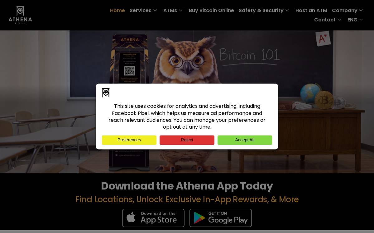 Athena Bitcoin website preview